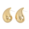 Minimalistische gouden druppel oorbellen in gepolijst messing met S925 zilveren pin - Goud Grote Oorknopjes (ER-263J)