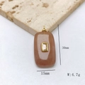 Rectangle orange agate stone pendant with gold inlay and size dimensions 30x15mm - Rectangular Rounded Style / Pendant Only (No Chain) / Coffee Jade