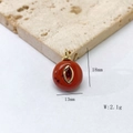 Red natural stone round pendant with gold-plated bezel and measurements 18x13mm - Round Red-brown Jade Style / Pendant Only (No Chain) / Red Jasper