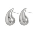 Gepolijste 925 sterling zilveren druppeloorbellen met gladde metallic afwerking en steker - Zilver Middelgrote Oorknopjes (ER-264J-1)