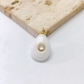 Pendentif goutte en pierre naturelle blanche vintage avec zircone sertie d'or brillant - Pendentif Uniquement (Sans Chaîne) / Jade Blanc