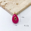 Pendentif goutte d'eau rétro fuchsia avec fermoir doré et mesure de 23mm de haut - Pendentif Uniquement (Sans Chaîne) / Jade Rouge Rose