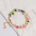 Multicolor irregular natural stone bead bracelet with gold spacers and lobster clasp - Bracelet