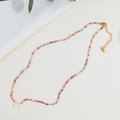 Collana di perline colorate fatta a mano con ciondolo lettera D bianca e chiusura oro - Stile Tormalina Multicolore (XL-299-3)