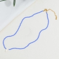 Collana di perline blu con pendente lettera F e catena dorata regolabile per donna - Stile Blu (XL-299-7)
