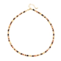 Collana artigianale di perline in pietre naturali colorate e catena in acciaio inox - Stile Perline Mix Multicolore Pietra Naturale (XL-725J)