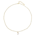 Collar de cadena satélite dorada con colgante de luna de cristal y cierre ajustable - Collar con Colgante de Luna y Cadena Satélite