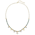 Collar bohemio dorado con cuentas de turquesa africana y colgantes de estrella y luna - Collar de Luna y Estrella con Turquesa Africana