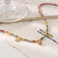 Collana di perle di rodocrosite rosa con pendenti a stella dorati su base in pietra - Collana Perline Stella Fiori di Ciliegio (XL-1057DY01)