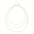 Collar de varias capas de latón chapado en oro con cadenas de cuerda, bolas y serpiente - Dorado