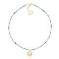 Collana di perline bohémien con pietre naturali e ciondolo a sole con occhio dorato - Perline Multicolore Ciondolo Sole Occhio (XL-361J)