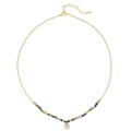 Collar delicado bañado en oro con cuentas de piedras naturales y colgante de gota clara - Estilo Turmalina (XL-668J-1)