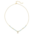 Collar artesanal de cuentas verde claro con colgante de gota de circonita dorada - Estilo Amazonita (XL-668J-3)