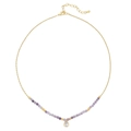 Delicado collar de oro con cuentas de piedra natural violeta y colgante de gota - Estilo Amatista (XL-668J-2)