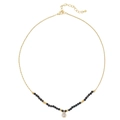 Collar de cuentas doradas con colgante de gota de cristal y cuentas facetadas - Estilo Ónix Negro (XL-668J-6)