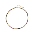 Collar de piedras naturales y perlas de colores con cuentas doradas y cadena ajustable - Estilo de cuentas de turmalina degradada (XL-1000J)