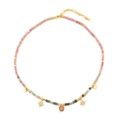 Pink bohemian beaded necklace with colorful crystal accents and star pendants - Girly Style Necklace XL-1057DY01