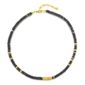 Lapis lazuli and gold bead necklace featuring vintage natural stones and lobster clasp - Black Style (XL-178)