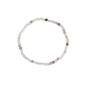 Handmade beaded bracelet with colorful natural stones and a single golden metal bead - Fluorite & Stainless Steel Bracelet (SL-149DY01-2)