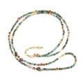 Collana lunga bohémien con pietre naturali africane, gemme colorate e chiusura dorata - Stile Lunga Pietra Naturale (XL-1125DY01)