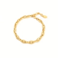 Elegante pulsera de eslabones de ancla bañada en oro con acabado de espejo minimalista - Cadena de Eslabones de Ancla de Metal (SL-149DY01-5)