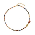 Vintage style natural stone necklace with tiger eye beads and freshwater pearls for women - Natural Stone Necklace