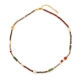 Retro multi-gemstone necklace with tiger eye stones and freshwater pearls for women - Picture Stone Necklace