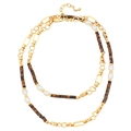 Collana di perle dorate fatta a mano con occhio di tigre naturale e perle barocche - Stile Perline Giunzione Perla e Metallo (XL-766J)