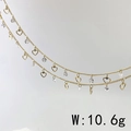 Detail of double-layer gold chain necklace with hollow hearts and zircons weighing 10.6g - Style E (Double Layer Heart & Clear Gems)
