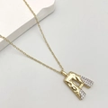 Golden letter A pendant necklace with textured metal and sparkling zircon stones - Letter A