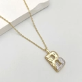 Fashionable gold letter B pendant necklace with pavé cubic zirconia on minimalist background - Letter B