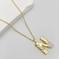 Fashionable gold-plated N letter pendant necklace with lava texture and zircon stones - Letter N