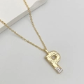 Fashionable gold letter P pendant necklace with cubic zirconia and lava texture detail - Letter P