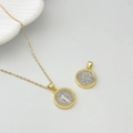 Saint Benedict medal necklace with gold chain and two-tone silver relief pendant - Gold Style C Small