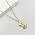 Gold plated letter S pendant necklace with shimmering cubic zirconia on O-chain - S