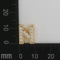 Macro size reference for gold micro-pave letter N charm with white cubic zirconia - Letter N