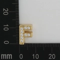 Golden watch band letter F charm with white cubic zirconia inlay for DIY jewelry - Letter F