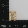 Golden micro-pave white zircon letter H charm DIY accessory, size 10x12mm for jewelry - Letter H