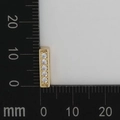 Rectangle gold-plated DIY charm with 5 white zircons, dimensions 12mm by 3.5mm size view - Letter I