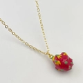 Collier avec pendentif fruit du dragon de style pastoral avec émail rose et doré - Style Fruit du Dragon (D)