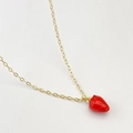 Collier avec pendentif fraise réaliste de style pastoral et chaîne dorée élégante - Style Fraise Réaliste (G)