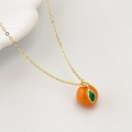 Collier pendentif orange de style pastoral avec une chaîne en métal doré - Style Orange Agrume (I)
