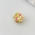 Golden heart charm bead with crown and geometric pink enamel for DIY jewelry - Style A Heart Crown