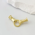 Golden hand-shaped jewelry charm with white pearls and a black gemstone detail - Style B Vintage Hand Ring