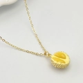 Collier à chaîne dorée créatif avec un pendentif réaliste de durian coupé en deux - Style Durian Ouvert (K)