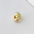 Gold-plated DIY heart bead with blue and pink enamel for handmade necklaces - Style C Irregular Melting