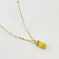 Joli collier doré orné d'un pendentif fruit ananas jaune et vert éclatant - Style Ananas Émaillé (L)