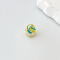 Ciondolo cupcake dorato con smalto blu e giallo per creazione di gioielli - Stile O Torta Blu Gialla