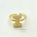 Zirconia encrusted letter I gold open ring for women with minimalist jewelry design - Gold I