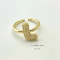 Adjustable golden letter L ring with micro-paved cubic zirconia crystals for women - Gold L